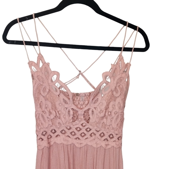 Free People Adella Boho Crochet Slip Mini Dress Rose Size Medium - Picture 6 of 13